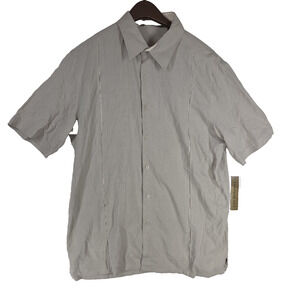 Vtg Axist Silk Touch Shirt Mens Medium Gray Short Sleeve Button Up Lightweight